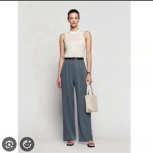Reformation Slate Blue Wide-Leg Mason Trouser Pants SZ 2